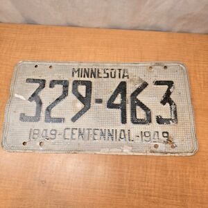 Authentic Vintage Minnesota License Plate for Vehicle Centennial Plate 1849-1949